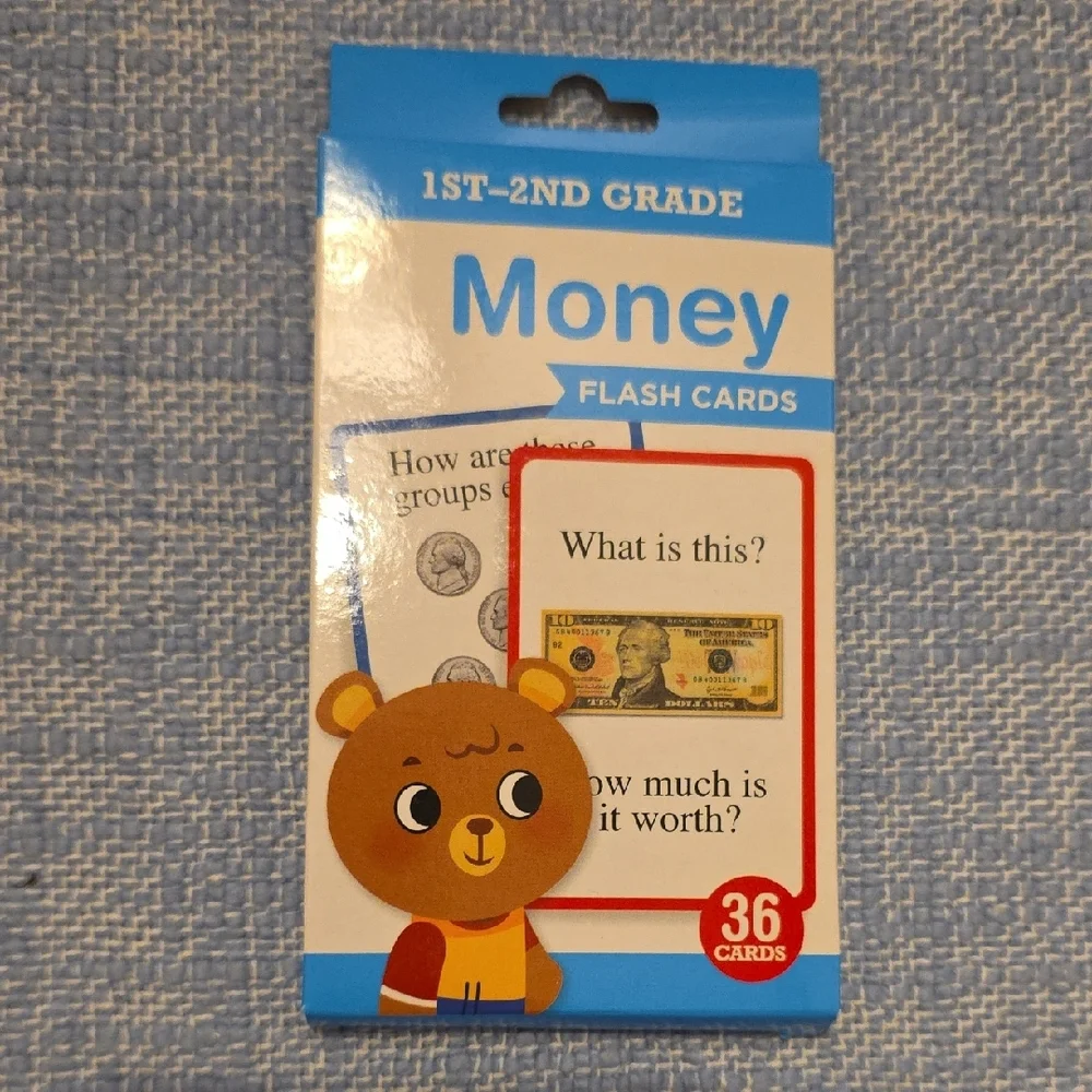 Money Flash Cards for Kids - Blue and Red